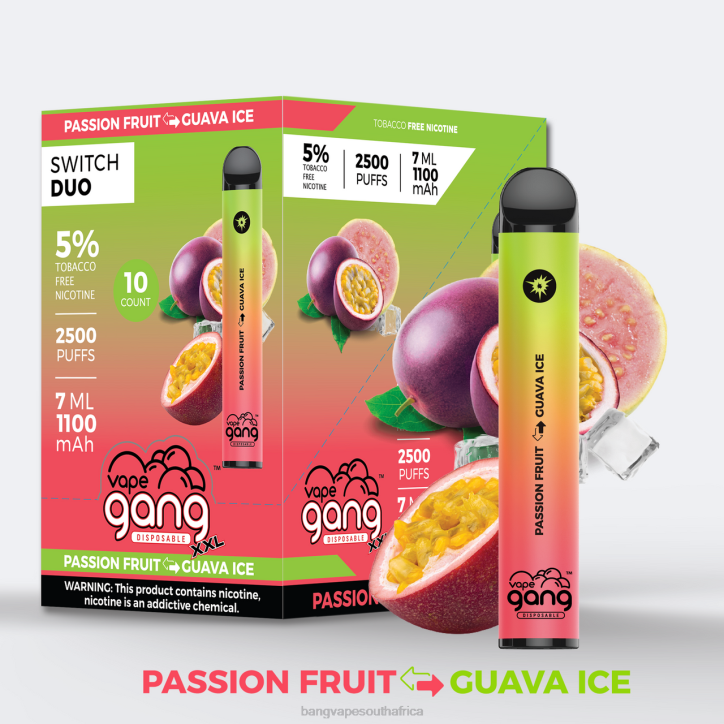 Bang Vape price - Passionfruit - Guava Ice Vape Gang Switch Duo 2 flavors (Box of 10) X0VV44
