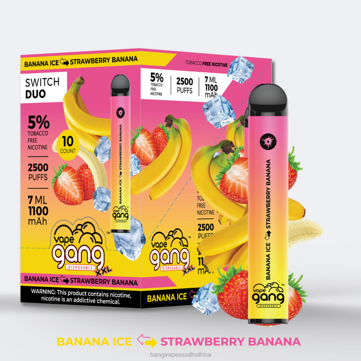 Vape Gang South Africa - Banana Ice - Strawberry Banana Vape Gang Switch Duo 2 flavors (Box of 10) X0VV40