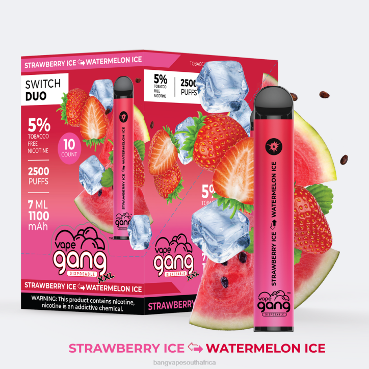 Vape Gang cape town - Strawberry Ice - Watermelon Ice Vape Gang Switch Duo 2 flavors (Box of 10) X0VV47