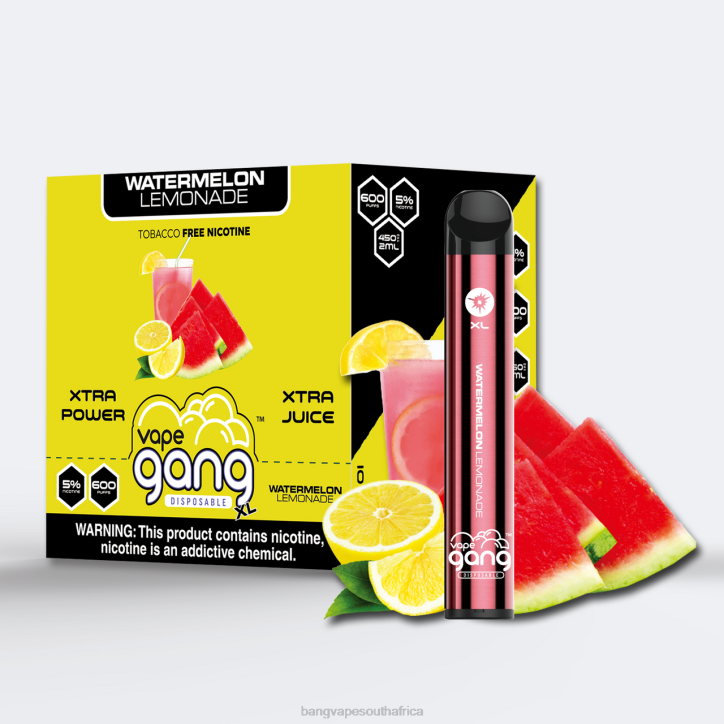 Bang Vape pens - Watermelon Lemonade Vape Gang XL Disposable Vapes 600 puffs (Box of 10) X0VV65